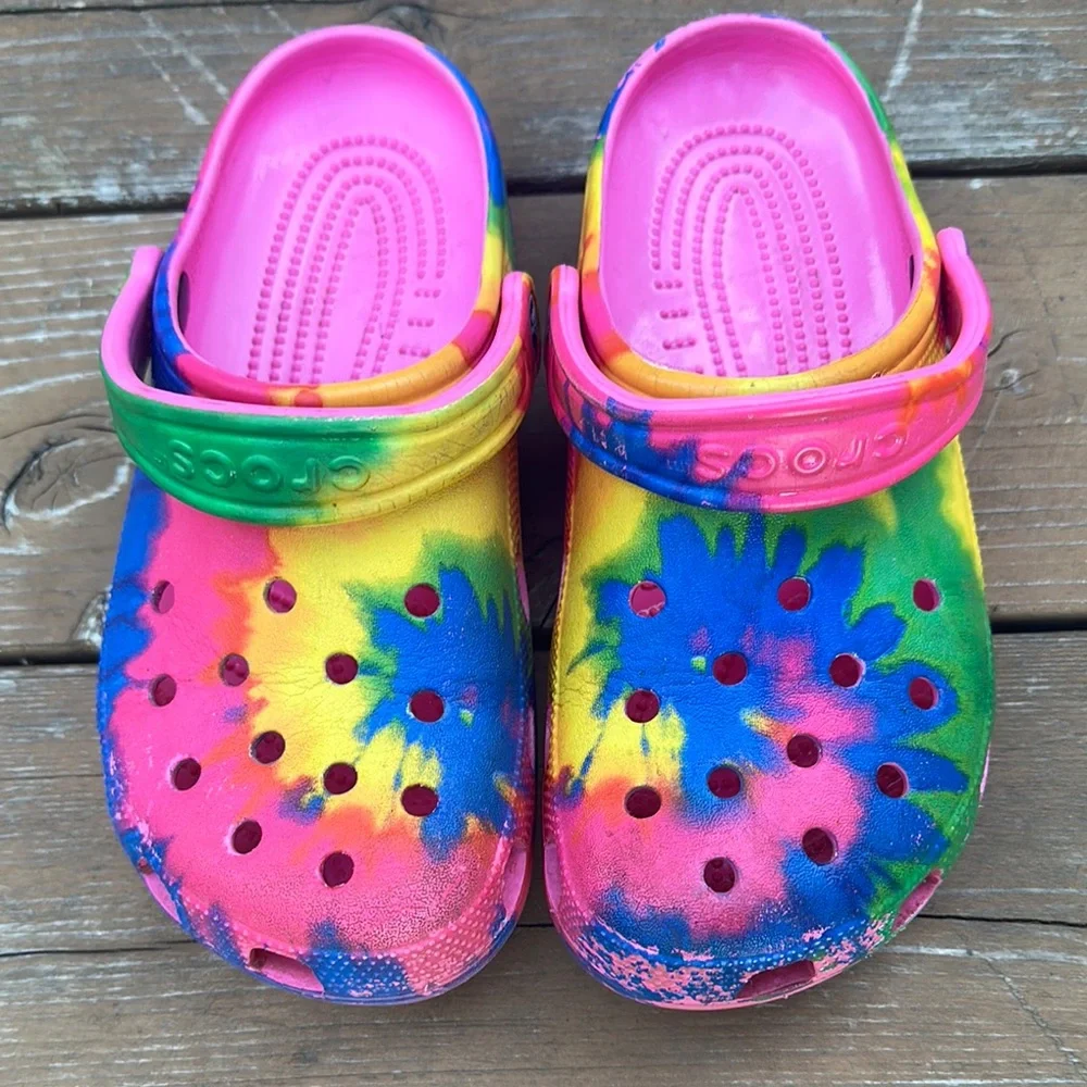 CROCS Pink and Yellow Sandals Playful and Stylish - Picture 2 of 6